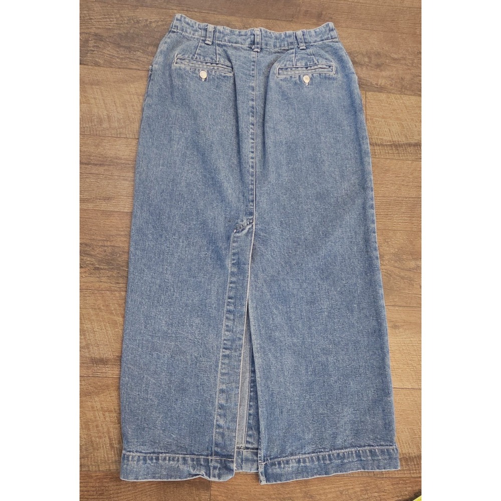Gap Womens Y2K Denim Maxi Skirt Blue Snap Front A-Line Slit Pockets Size 8 - Picture 2 of 10